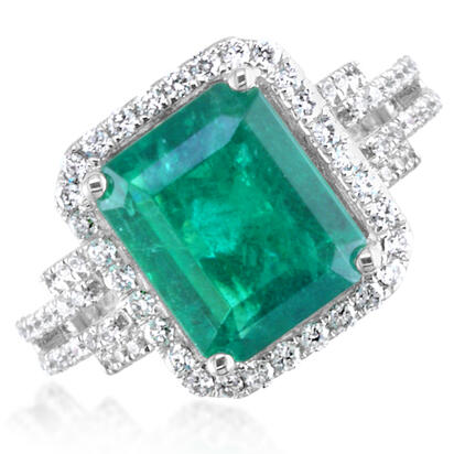 18K White Gold Zambian Emerald/Diamond Ring 18K White Gold Zambian Emerald/Diamond Ring