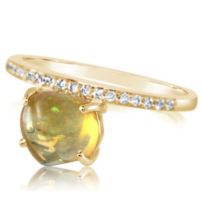14K Yellow Gold Mexican Fire Opal/Diamond Ring 14K Yellow Gold Mexican Fire Opal/Diamond Ring