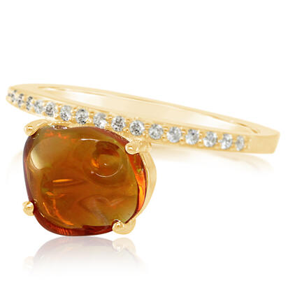 14K Yellow Gold Mexican Fire Opal/Diamond Ring 14K Yellow Gold Mexican Fire Opal/Diamond Ring