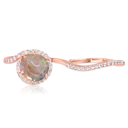 14K Rose Gold Mexican Fire Opal/Diamond Ring 14K Rose Gold Mexican Fire Opal/Diamond Ring