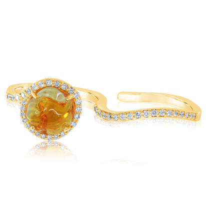 14K Yellow Gold Mexican Fire Opal/Diamond Ring 14K Yellow Gold Mexican Fire Opal/Diamond Ring