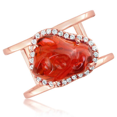 14K Rose Gold Mexican Fire Opal/Diamond Ring 14K Rose Gold Mexican Fire Opal/Diamond Ring