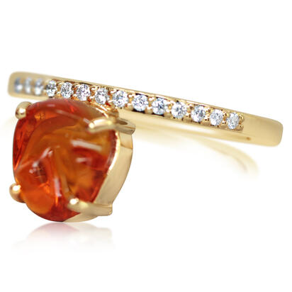 14K Yellow Gold Mexican Fire Opal/Diamond Ring 14K Yellow Gold Mexican Fire Opal/Diamond Ring