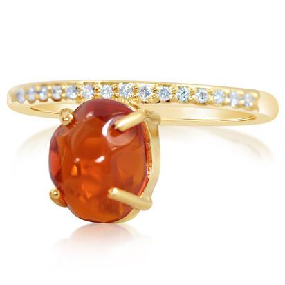 14K Yellow Gold Mexican Fire Opal/Diamond Ring 14K Yellow Gold Mexican Fire Opal/Diamond Ring