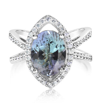 14K White Gold Peacock Tanzanite/Diamond Ring 14K White Gold Peacock Tanzanite/Diamond Ring