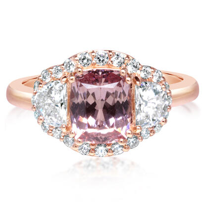 14K Rose Gold Lotus Garnet/Diamond Ring 14K Rose Gold Lotus Garnet/Diamond Ring