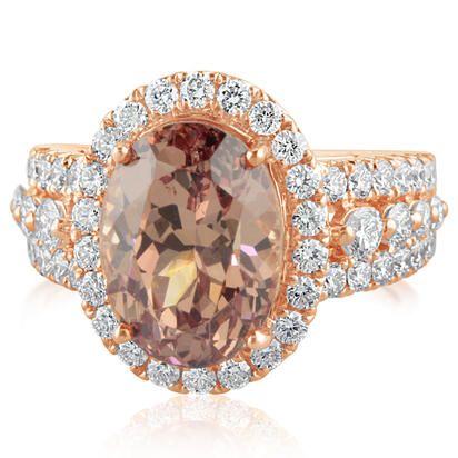 14K Rose Gold Lotus Garnet/Diamond Ring 14K Rose Gold Lotus Garnet/Diamond Ring