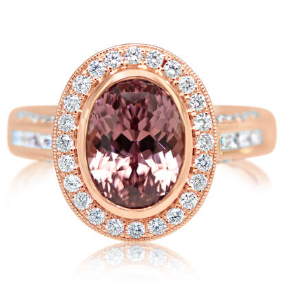 14K Rose Gold Lotus Garnet/Diamond Ring 14K Rose Gold Lotus Garnet/Diamond Ring