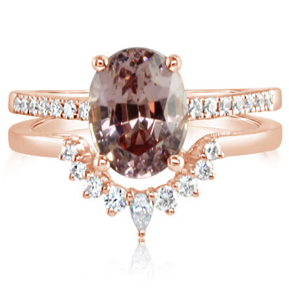 14K Rose Gold Lotus Garnet/Diamond Ring 14K Rose Gold Lotus Garnet/Diamond Ring