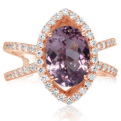 14K Rose Gold Lotus Garnet/Diamond Ring 14K Rose Gold Lotus Garnet/Diamond Ring