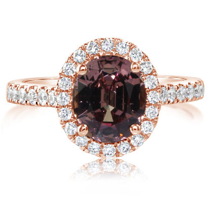14K Rose Gold Lotus Garnet/Diamond Ring 14K Rose Gold Lotus Garnet/Diamond Ring