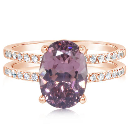 14K Rose Gold Lotus Garnet/Diamond Ring 14K Rose Gold Lotus Garnet/Diamond Ring