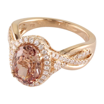 14K Rose Gold Lotus Garnet/Diamond Ring 14K Rose Gold Lotus Garnet/Diamond Ring