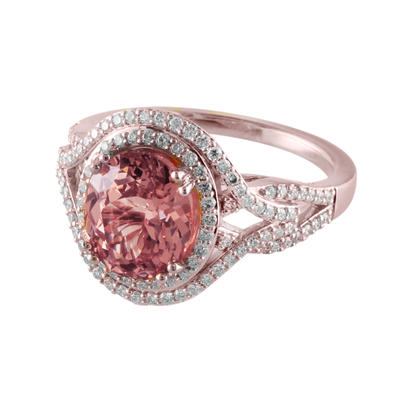 14K Rose Gold Lotus Garnet/Diamond Ring 14K Rose Gold Lotus Garnet/Diamond Ring
