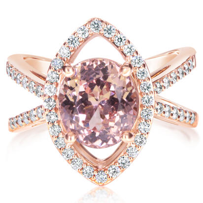 14K Rose Gold Lotus Garnet/Diamond Ring 14K Rose Gold Lotus Garnet/Diamond Ring