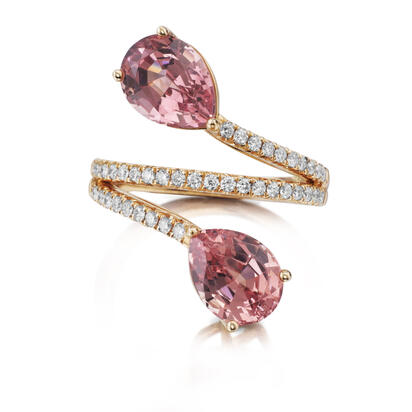 14K Rose Gold Lotus Garnet/Diamond Ring 14K Rose Gold Lotus Garnet/Diamond Ring
