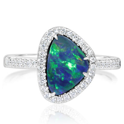 14K White Gold Australian Opal/Diamond Ring 14K White Gold Australian Opal/Diamond Ring