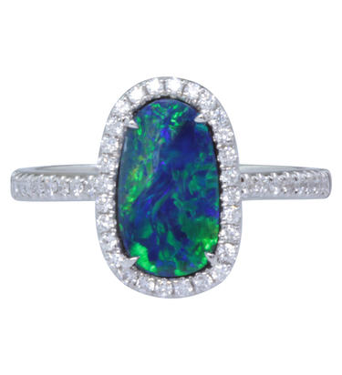 14K White Gold Australian Opal/Diamond Ring 14K White Gold Australian Opal/Diamond Ring
