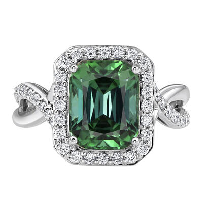18K White Gold Mint Tourmaline/Diamond Ring 18K White Gold Mint Tourmaline/Diamond Ring