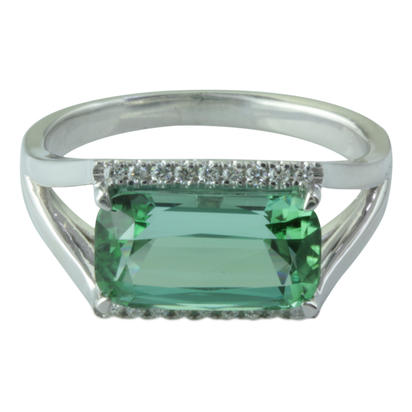 14K White Gold Mint Tourmaline/Diamond Ring 14K White Gold Mint Tourmaline/Diamond Ring