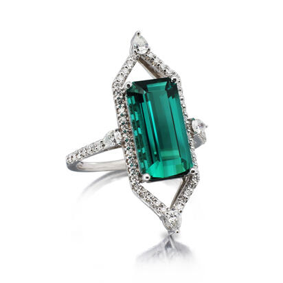 18K White Gold Mint Tourmaline/Diamond Ring 18K White Gold Mint Tourmaline/Diamond Ring