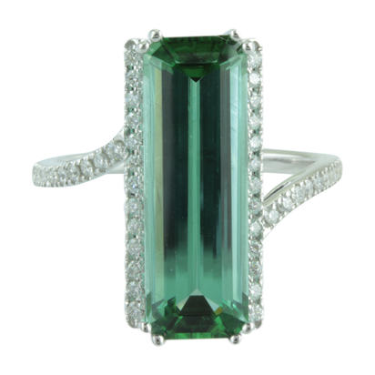 14K White Gold Mint Tourmaline/Diamond Ring 14K White Gold Mint Tourmaline/Diamond Ring