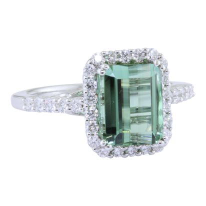 18K White Gold Mint Tourmaline/Diamond Ring 18K White Gold Mint Tourmaline/Diamond Ring