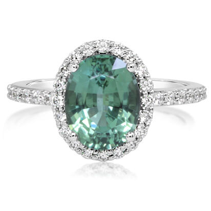 14K White Gold Mint Tourmaline/Diamond Ring 14K White Gold Mint Tourmaline/Diamond Ring