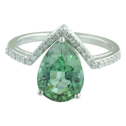 14K White Gold Mint Tourmaline/Diamond Ring 14K White Gold Mint Tourmaline/Diamond Ring