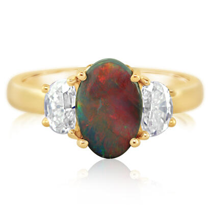 18K Yellow Gold Australian Black Opal/Diamond 18K Yellow Gold Australian Black Opal/Diamond