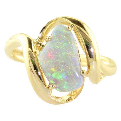 14K Yellow Gold Australian Opal/Diamond Ring 14K Yellow Gold Australian Opal/Diamond Ring