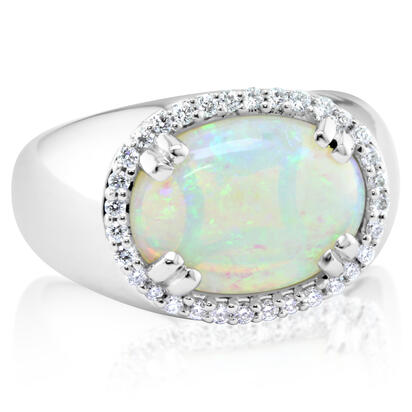 18K White Gold Australian Opal/Diamond Ring 18K White Gold Australian Opal/Diamond Ring