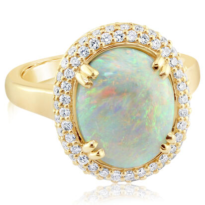 18K Yellow Gold Australian Opal/Diamond Ring 18K Yellow Gold Australian Opal/Diamond Ring