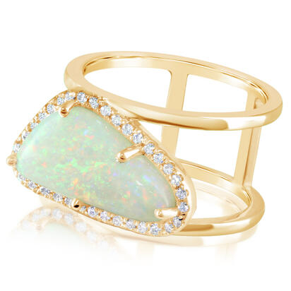 14K Yellow Gold Australian Opal/Diamond Ring 14K Yellow Gold Australian Opal/Diamond Ring