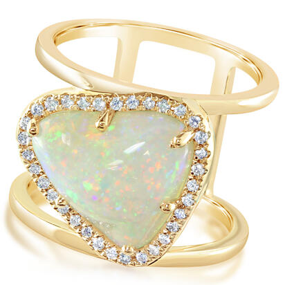 14K Yellow Gold Australian Opal/Diamond Ring 14K Yellow Gold Australian Opal/Diamond Ring