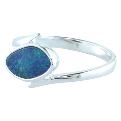 Sterling Silver Australian Green Opal Doublet Ring Sterling Silver Australian Green Opal Doublet Ring