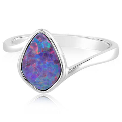 Sterling Silver Australian Red Opal Doublet Ring Sterling Silver Australian Red Opal Doublet Ring