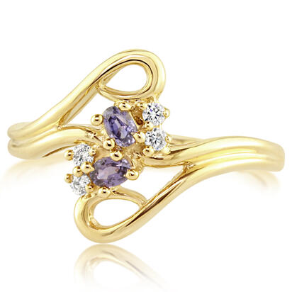 14K Yellow Gold Yogo Sapphire/Diamond Ring 14K Yellow Gold Yogo Sapphire/Diamond Ring