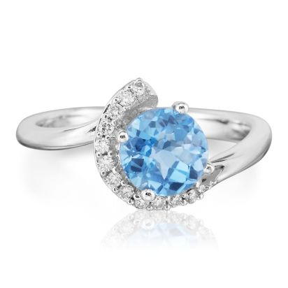 14K White Gold Blue Topaz/Diamond Ring 14K White Gold Blue Topaz/Diamond Ring