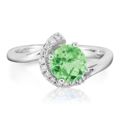 14K White Gold Mint Garnet/Diamond Ring 14K White Gold Mint Garnet/Diamond Ring