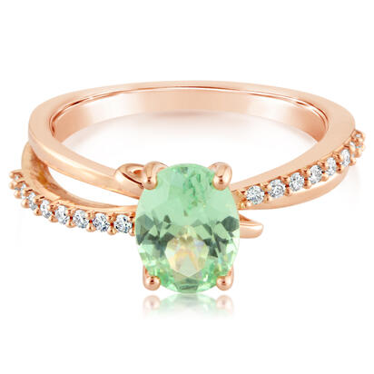 14K Rose Gold Mint Garnet/Diamond Ring 14K Rose Gold Mint Garnet/Diamond Ring