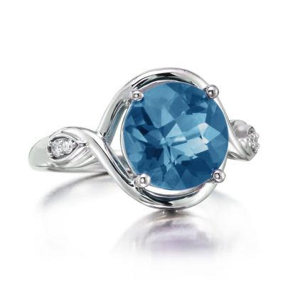 14K White Gold Blue Topaz/Diamond Ring 14K White Gold Blue Topaz/Diamond Ring