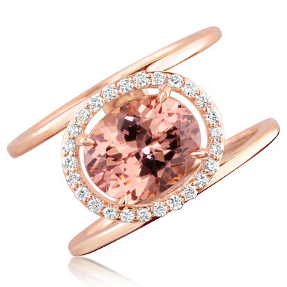 14K Rose Gold Lotus Garnet/Diamond Ring 14K Rose Gold Lotus Garnet/Diamond Ring