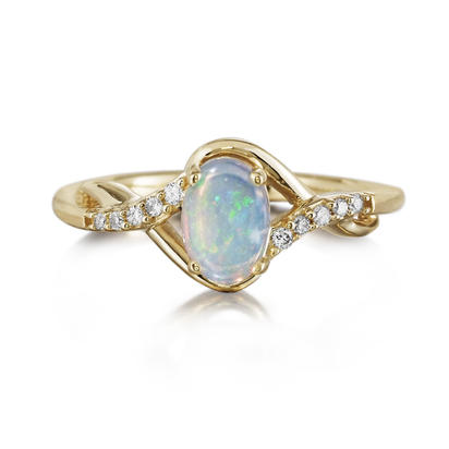 14K Yellow Gold Australian Opal/Diamond Ring 14K Yellow Gold Australian Opal/Diamond Ring