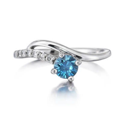 14K White Gold Blue Zircon/Diamond Ring 14K White Gold Blue Zircon/Diamond Ring
