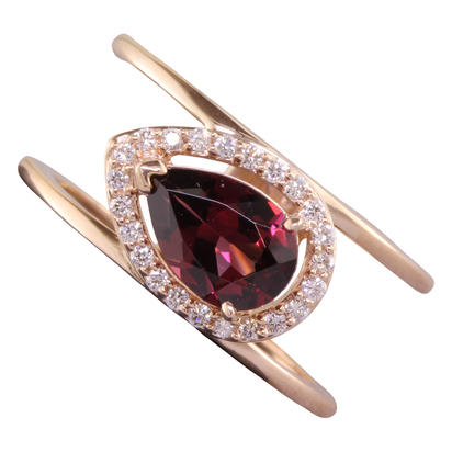 14K Rose Gold Lotus Garnet/Diamond Ring 14K Rose Gold Lotus Garnet/Diamond Ring