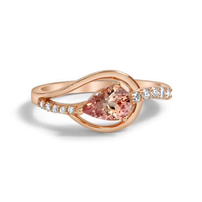 14K Rose Gold Lotus Garnet/Diamond Ring 14K Rose Gold Lotus Garnet/Diamond Ring