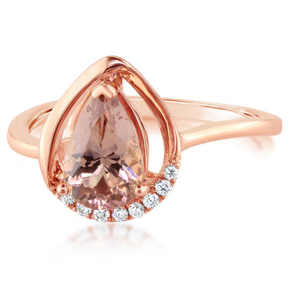 14K Rose Gold Lotus Garnet/Diamond Ring 14K Rose Gold Lotus Garnet/Diamond Ring