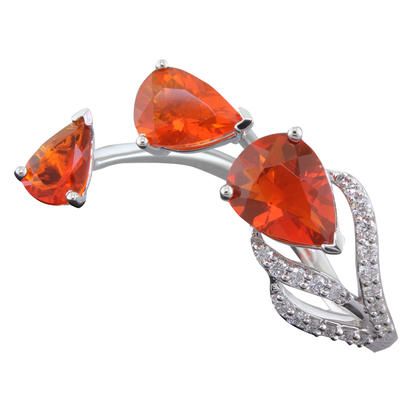14K White Gold Fire Opal/Diamond Ring 14K White Gold Fire Opal/Diamond Ring