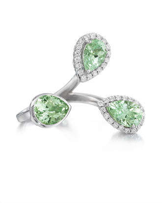 14K White Gold Mint Garnet/Diamond Ring 14K White Gold Mint Garnet/Diamond Ring